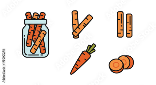 Pickled Carrots Line art minimal abstract theme illustration