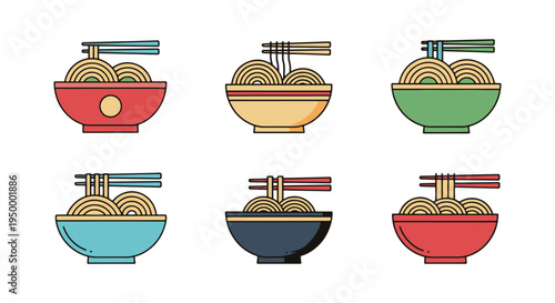 Soba Soup Bowl Line art vector clean creative abstract