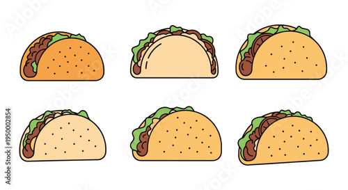 Soft Tacos Line art vector clean abstract color