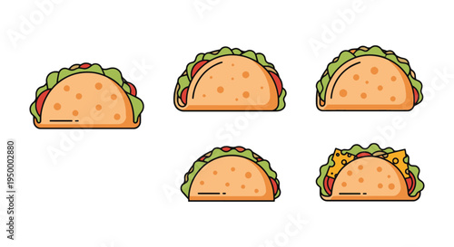 Soft Tacos Line art vector modern dynamic abstract color