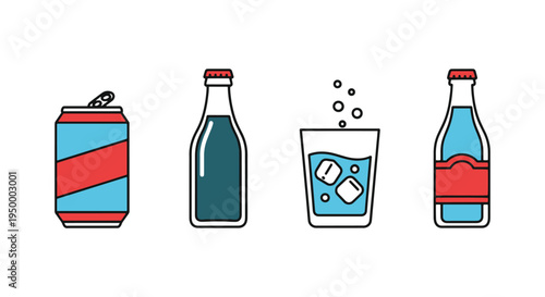 Soda Water Line art vector smooth abstract color