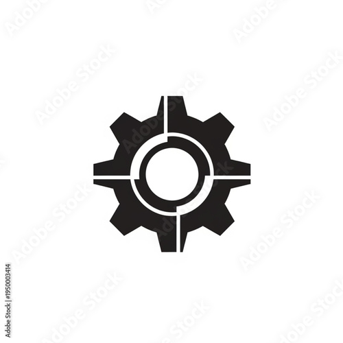 Black Gear Symbol Isolated on White Background.