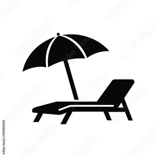 beach chair with umbrella silhouette icon