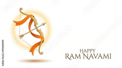 Happy Ram Navami Lord Ram Portrait with Mandala Frame Hindu Festival Greeting Banner White Background
