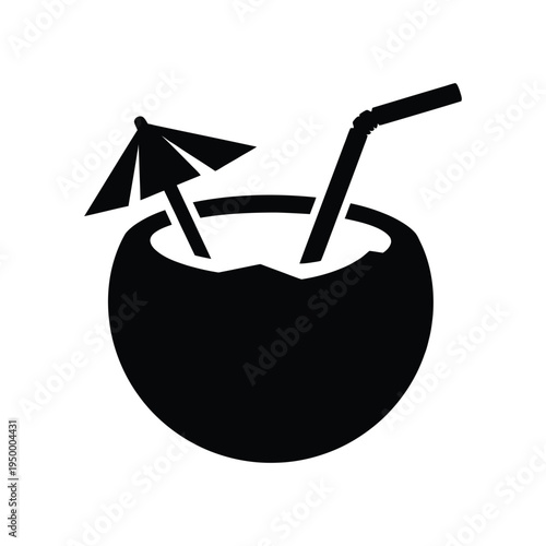 vector illustration silhouette icon of a coconut drink