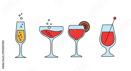 Sparkling Wine Cocktail Line creative fluid abstract color vector
