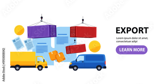 International Shipping and Logistics Vector Illustration Global Trade and Transportation of Goods