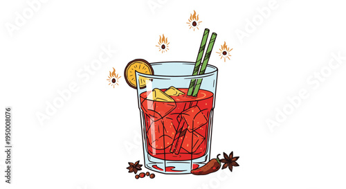 Spicy Bloody Mary Line art creative artistic abstract vector