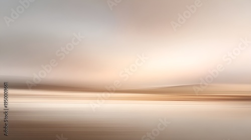 Abstract desert landscape with blurred motion, illustrating a warm minimalist horizon and soft light, symbolizing tranquility, serenity, and a sense of calm