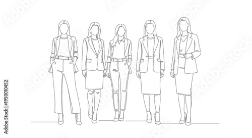 Business Women Line Art - Professional Corporate Female Office Workers
