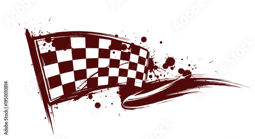 Racing Checkered Flag Grunge Art - Automotive Speed Vector