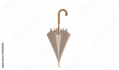 Classic open umbrella cane realistic vector mockup weather protection accessory isolated on white background