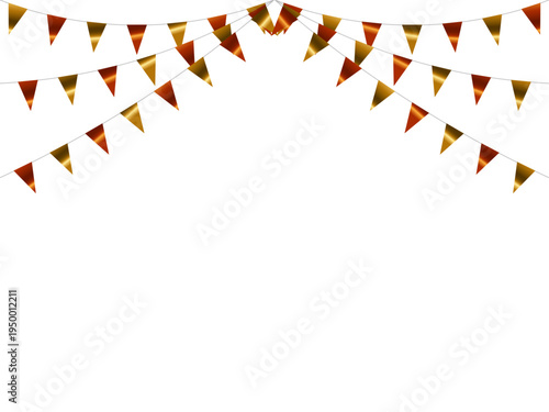 ガーランド三角ひも、曲線、金9オレンジF1