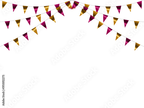 ガーランド三角ひも、曲線、金12マゼンタF1