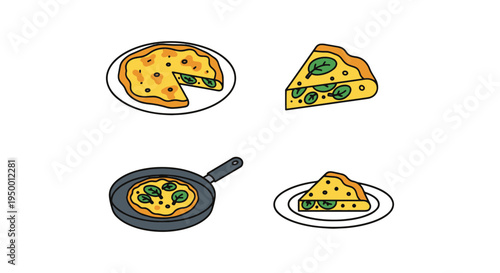 Spinach Omelette Line art clean abstract color vector