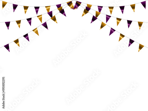 ガーランド三角ひも、曲線、金13紫F1