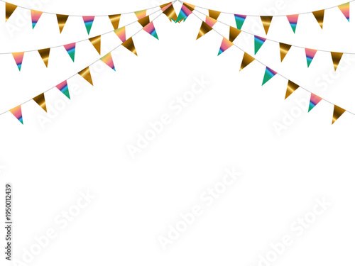 ガーランド三角ひも、曲線、金21虹濃F1