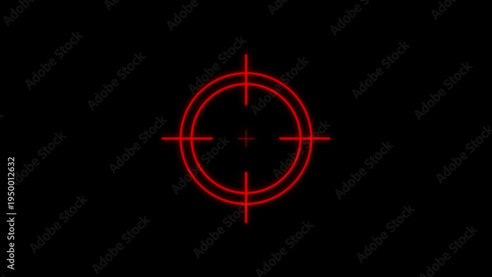 Target Reticle Animation Red Neon Crosshair Target on Black Background reticle. Military ...