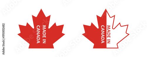 Made in Canada Logo and Emblem - Canadian Flag Symbol Red Maple Leaf