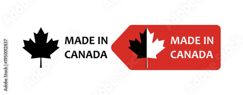 Made in Canada Maple Leaf Tag Labels – Red and Black Canadian Product Origin Badge Set
