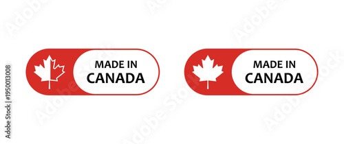 Made in Canada Maple Leaf Capsule Badge Labels – Red Canadian Product Origin Tags