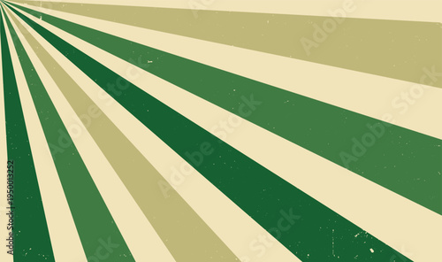 retro green sunburst background with distressed texture, 70s vintage radial rays pattern for organic eco friendly and spring themed designs
