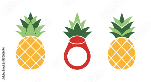 Pineapple Ring Line art vector minimal abstract concept illustration
