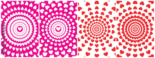 Pink background with white heart pattern radiating outward eps 10