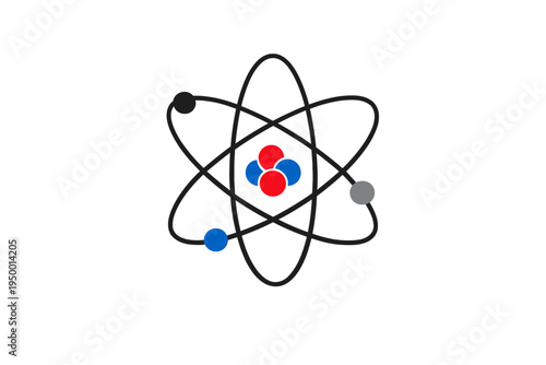 A minimalist vector illustration of an atom model featuring a nucleus