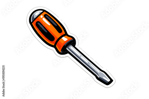A vector illustration of a flathead screwdriver with an orange and