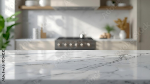 Wallpaper Mural Marble kitchen countertop with blurred modern kitchen background Torontodigital.ca