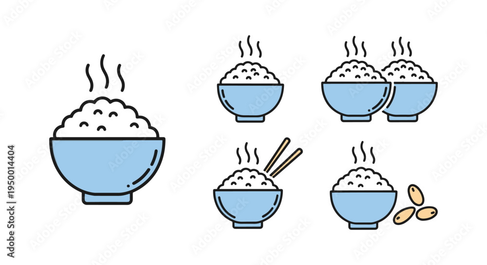 Obraz premium Steamed Rice Line art vector modern abstract concept illustration