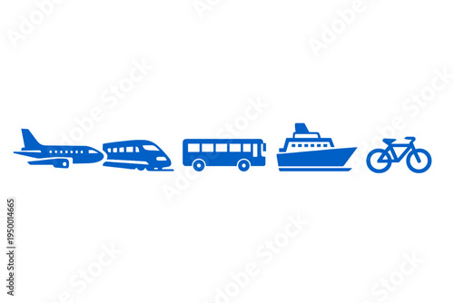 A collection of blue flat icons representing various modes of