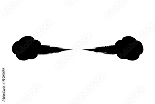 A minimalist vector illustration of two black steam or smoke puffs