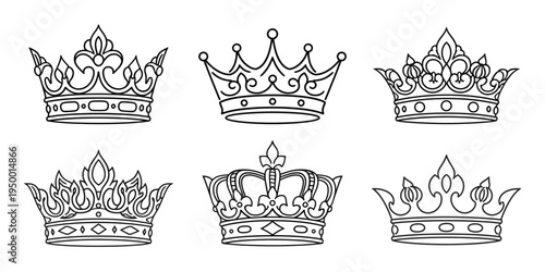 Collection of six distinctive crowns with various designs