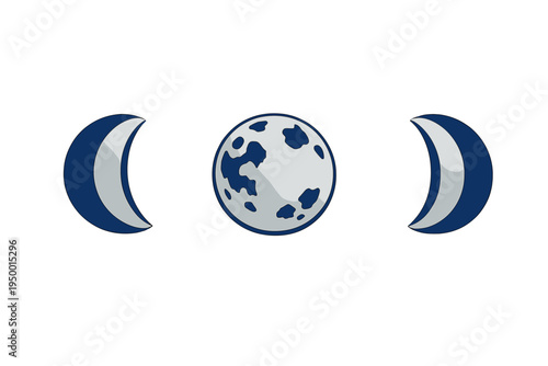 A vector illustration of the triple moon goddess symbol featuring a