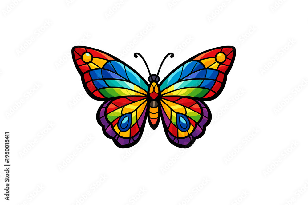 Obraz premium A colorful vector illustration of a butterfly designed in a stained
