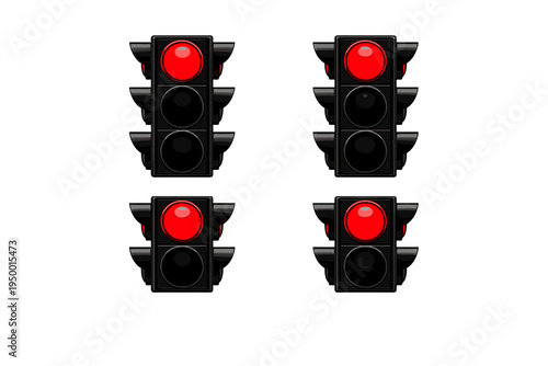A set of four traffic light icons arranged in a grid on a white