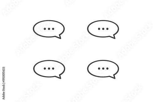 A minimalist set of four speech bubble icons featuring ellipsis dots