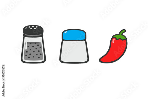 A vector illustration featuring a set of kitchen spice icons