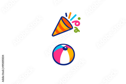 A colorful vector illustration featuring a festive party popper with