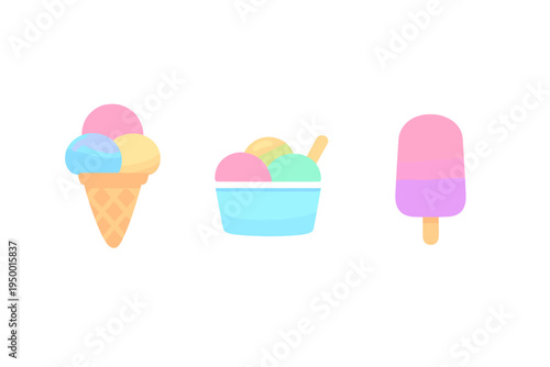 Vector illustration set featuring three summer treats