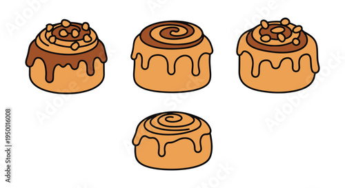 Sticky Buns Line art vector clean modern abstract illustration