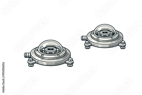 Vector illustration of two scientific solar radiation sensors or
