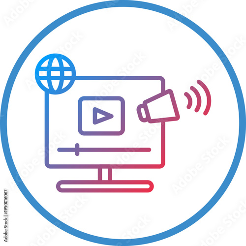Video Marketing Line Icon Style