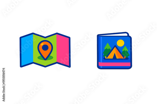 Free Download A set of two flat vector icons representing travel and adventure - GFXLoad