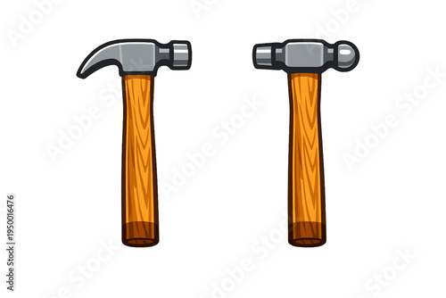 A set of two stylized hammer icons including a traditional claw
