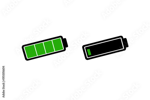 A set of two battery status icons representing full and low power