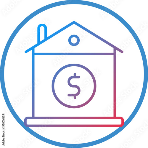 Mortgage Loan Line Icon Style