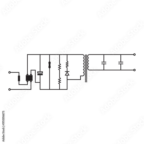 A simple electronic circuit diagram with basic components, isolated on a white background.